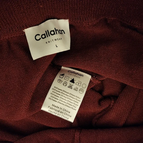 NWT Callahan x Revove Knitwear Julia Wide Leg high Waist Knit Pant Bloodstone L - Picture 4 of 5